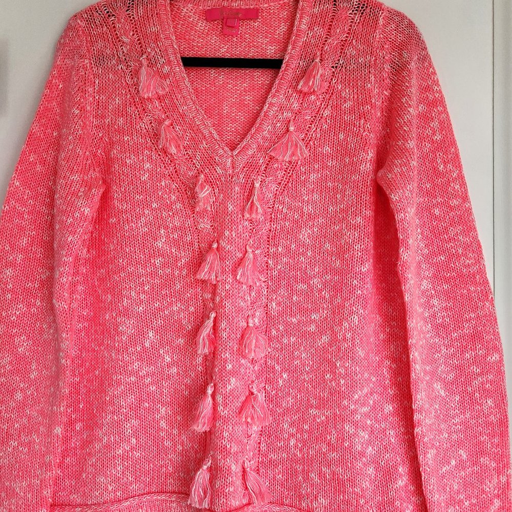 Lilly Pulitzer NWOT  LARGE Coral Pink Sweater, Cotton/Acrylic